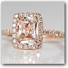 Diamond and Peach Champagne Sapphire Engagement Ring