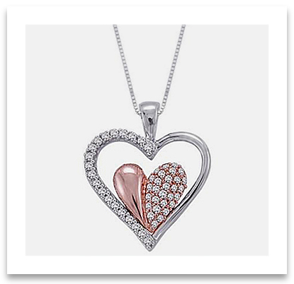 Two Tone Heart Pendant Necklace