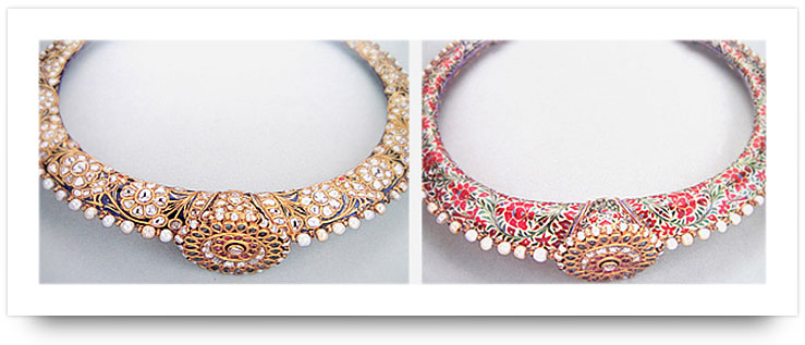 Kundan Jewelry Meenakari Collar Necklace