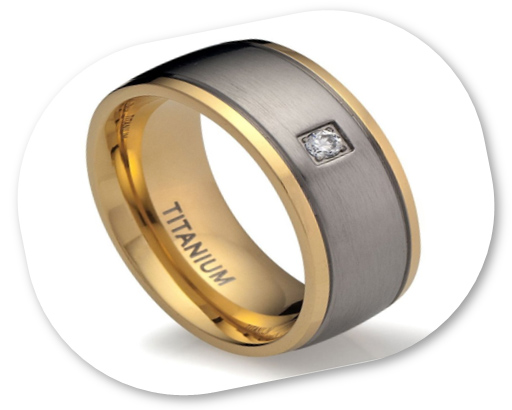Titanium Mens Engagement Ring With Single Stone