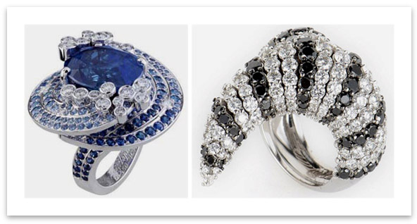 Abstract Design Diamond Rings from Van Cleef & Arpels and Crivelli